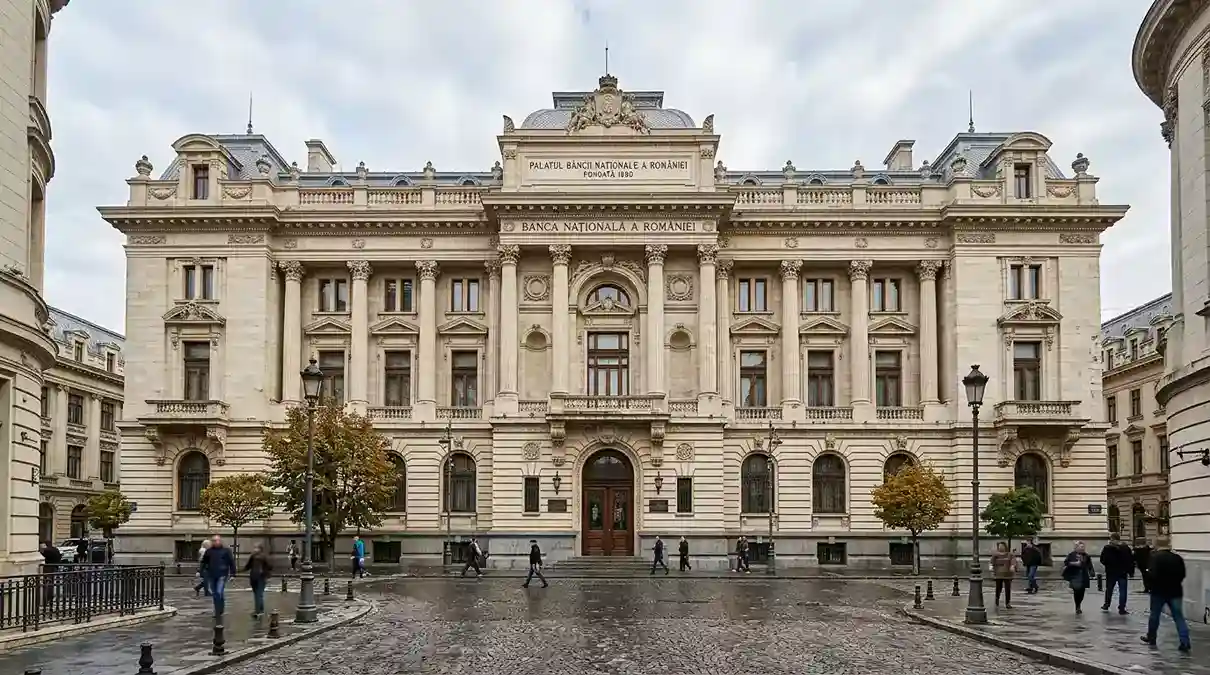 Sediul Băncii Naționale a României din București, instituția care publică statisticile despre tranzacțiile cu cardul