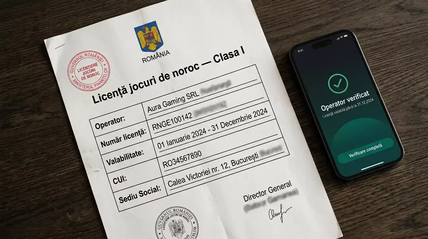 Document oficial cu sigla ONJN și o listă de operatori licențiați pentru pariuri